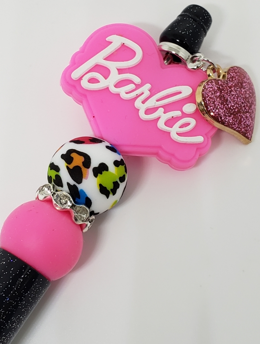 Handmade Glitter Barbie Beaded Silicone Focal Bead Pen